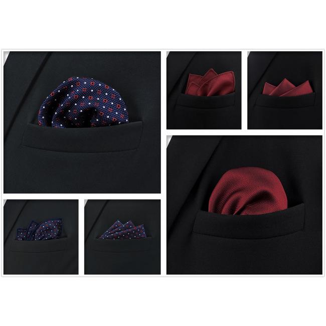 Shlax & Wing Mens Pocket Square Set 5 Pieces Assorted Classic Handkerchiefs 2-48