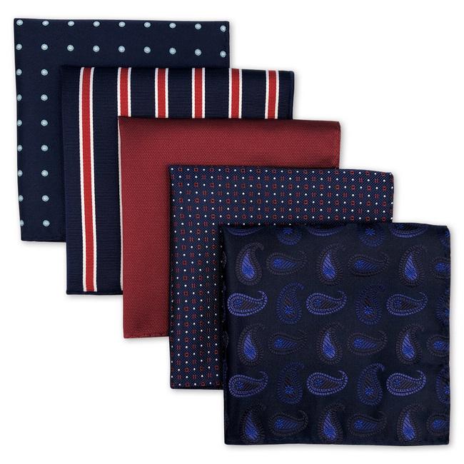 shlax & wing Mens Pocket Square Set 5 Pieces Assorted Classic Handkerchiefs 2-48