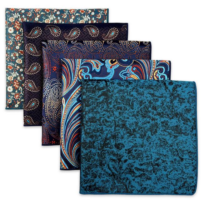 shlax & wing Mens Pocket Square Set 5 Pieces Assorted Classic Handkerchiefs 1-74