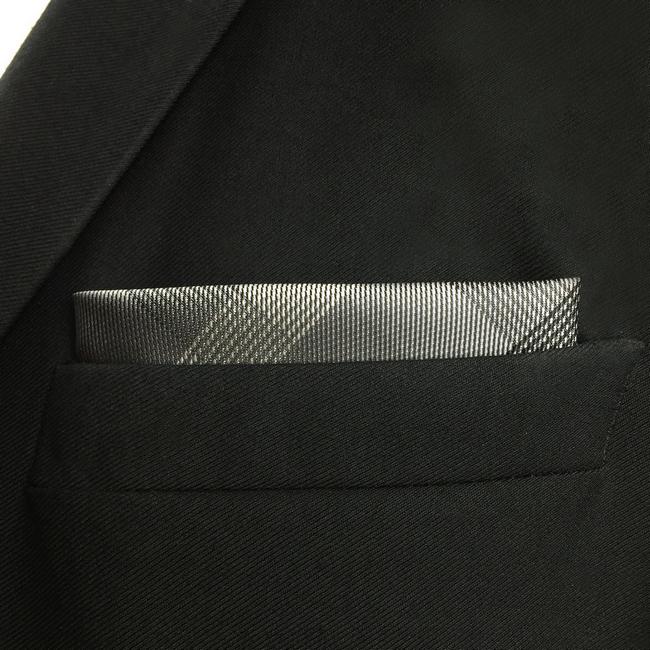 Shlax & Wing MH1 Checked Black Dark Gray Plaids Pocket Square Mens Neckties Jacquard Woven Hanky
