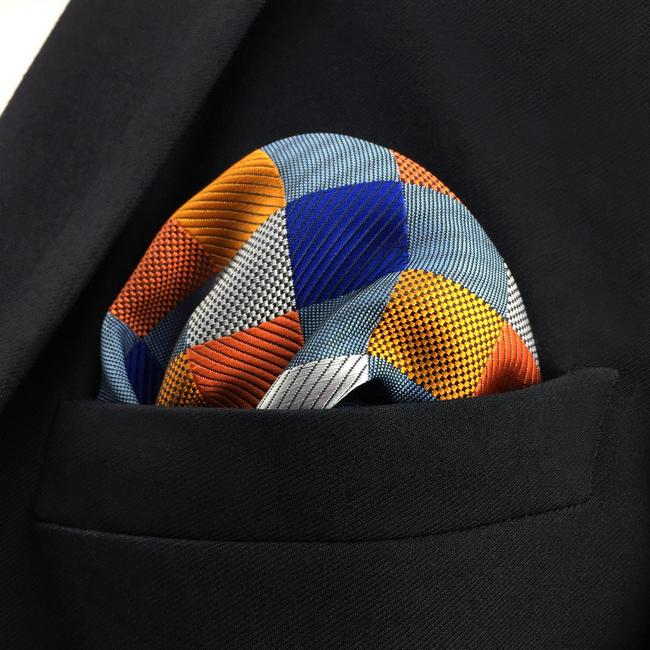 Shlax & Wing MH17 Checked Multicolor Pocket Square Mens Neckties Jacquard Woven
