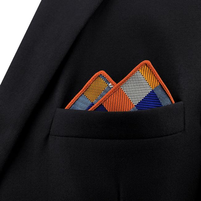 Shlax & Wing MH17 Checked Multicolor Pocket Square Mens Neckties Jacquard Woven