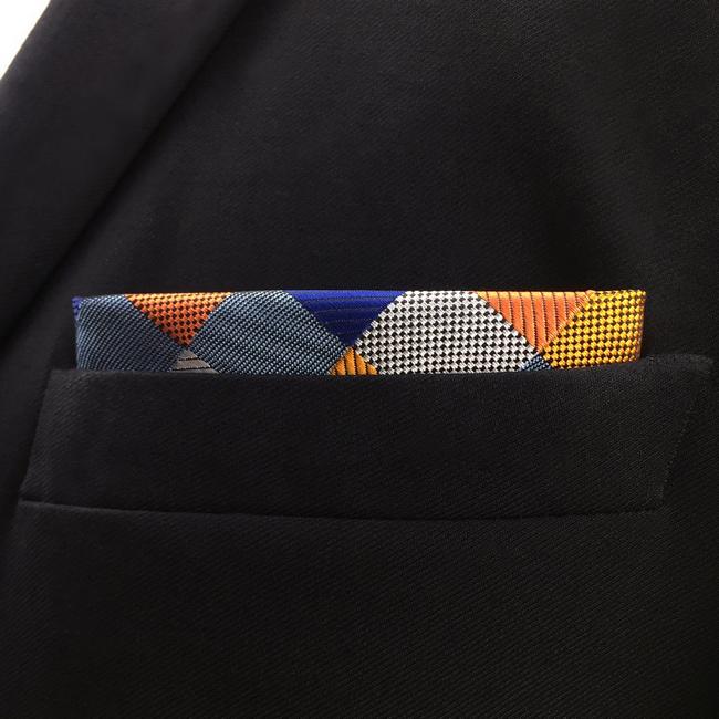Shlax & Wing MH17 Checked Multicolor Pocket Square Mens Neckties Jacquard Woven