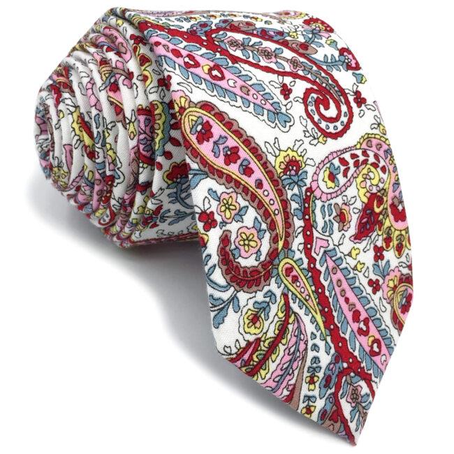 shlax & wing Multicolor Men’s Skinny Necktie Cotton 6cm White Paisley Gift Wedding Party Casual Gravatas