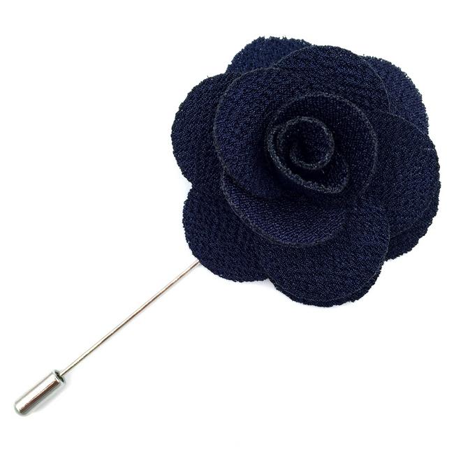 shlax & wing Navy Dark Blue Cotton Blend Lapel Flowers Boutonniere Stick Pin Men’s Accessories Handmade Necktie