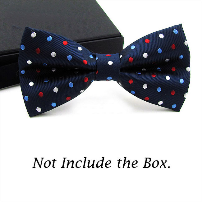 Shlax & Wing Navy Multicolor Dots Mens Pre-tied Ajustable SilkBlend Wedding Dress Fashion SilkBlend Bow Tie
