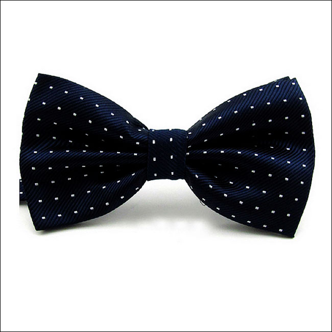 Shlax & Wing Navy White Dots Mens Pre-tied Ajustable SilkBlend Wedding Dress SilkBlend Bow Tie