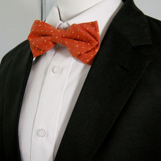 Shlax & Wing Orange Red Multicolor Dots Mens Bow Tie Pre-tied Dress Wedding Blend Ajustable SilkBlend Wedding