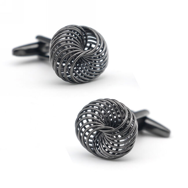 Shlax & Wing Pair Of Mens Cufflinks Black Stainless Steel Floral Elegant Style Mens Studs Elegant Style Cuffs 94