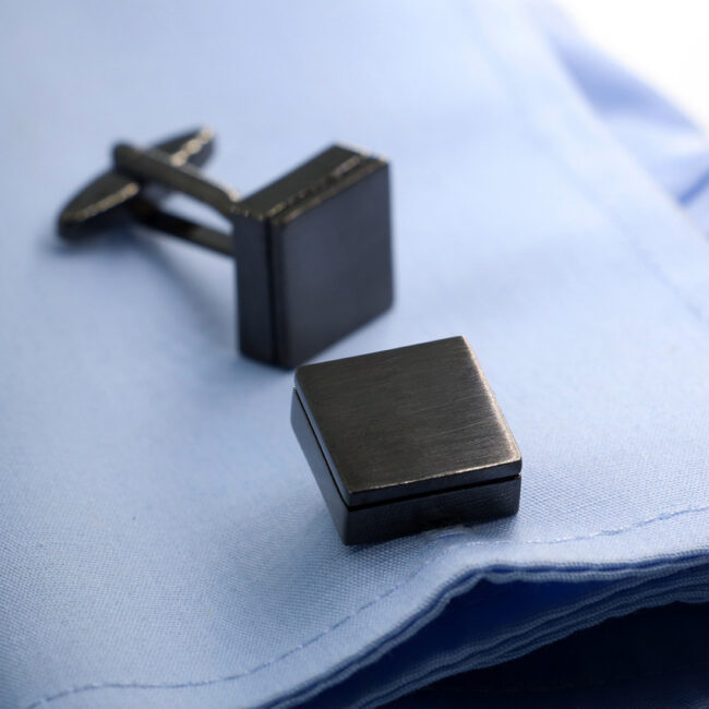Shlax & Wing Pair Of Mens Cufflinks Black Stainless Steel Mens Studs Square Premium Quality 92