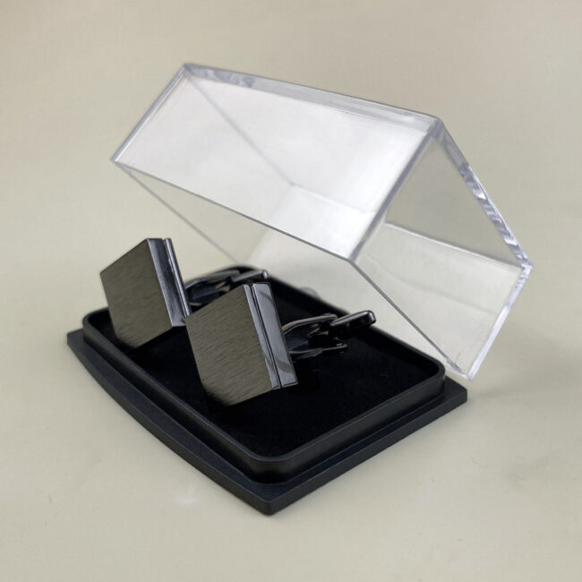 Shlax & Wing Pair Of Mens Cufflinks Black Stainless Steel Mens Studs Square Premium Quality 92