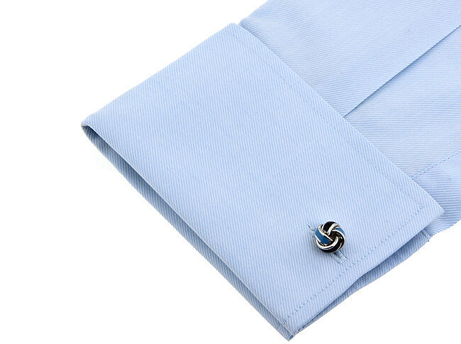 Shlax & Wing Pair Of Mens Cufflinks Blue Stainless Steel Floral Elegant Style Mens Studs Elegant Style 84