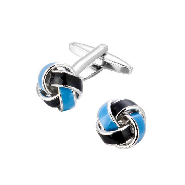 Shlax & Wing Pair Of Mens Cufflinks Blue Stainless Steel Floral Elegant Style Mens Studs Elegant Style 84