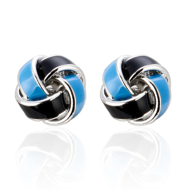 Shlax & Wing Pair Of Mens Cufflinks Blue Stainless Steel Floral Elegant Style Mens Studs Elegant Style 84