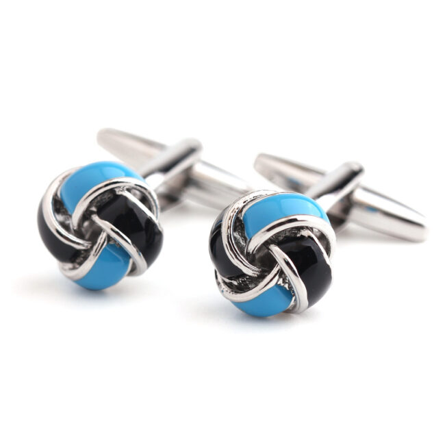 shlax & wing Pair of Mens Cufflinks Blue Stainless steel Floral Elegant Style Mens Studs Elegant Style 84