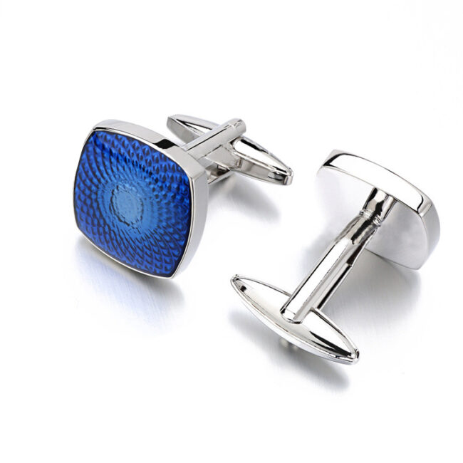 Shlax & Wing Pair Of Mens Cufflinks Blue Stainless Steel Square Elegant Style Mens Studs Elegant Style 81