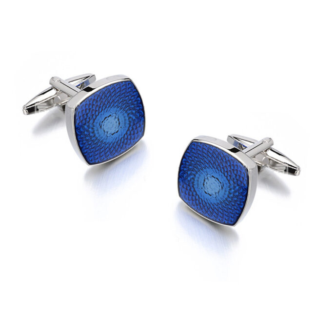 Shlax & Wing Pair Of Mens Cufflinks Blue Stainless Steel Square Elegant Style Mens Studs Elegant Style 81