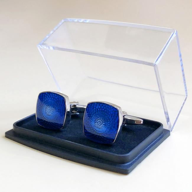 Shlax & Wing Pair Of Mens Cufflinks Blue Stainless Steel Square Elegant Style Mens Studs Elegant Style 81