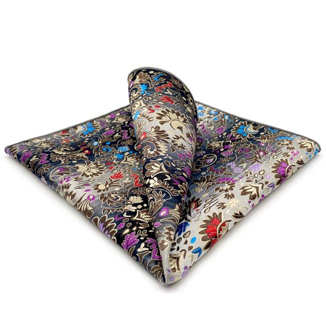 shlax & wing PH12 Floral multi-color Pocket Square Mens Neckties Jacquard Woven