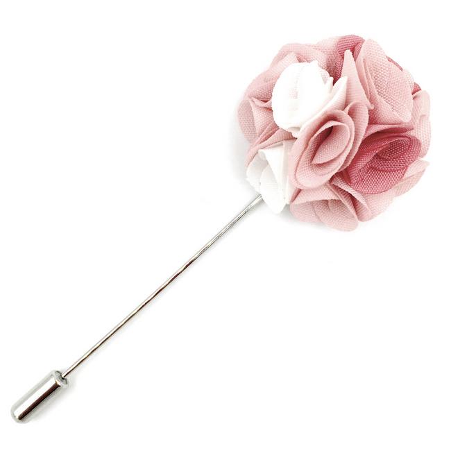 shlax & wing Pink White Cotton Blend Lapel Flowers Boutonniere Stick Pin Men’s Accessories Handmade Necktie