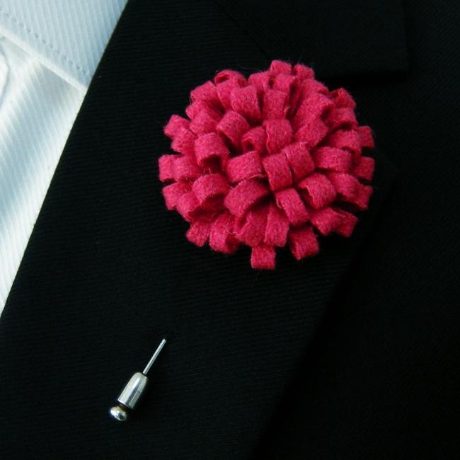 shlax & wing Pink Wool Felt Lapel Flowers Boutonniere Stick Pin Men’s Accessories Handmade Necktie