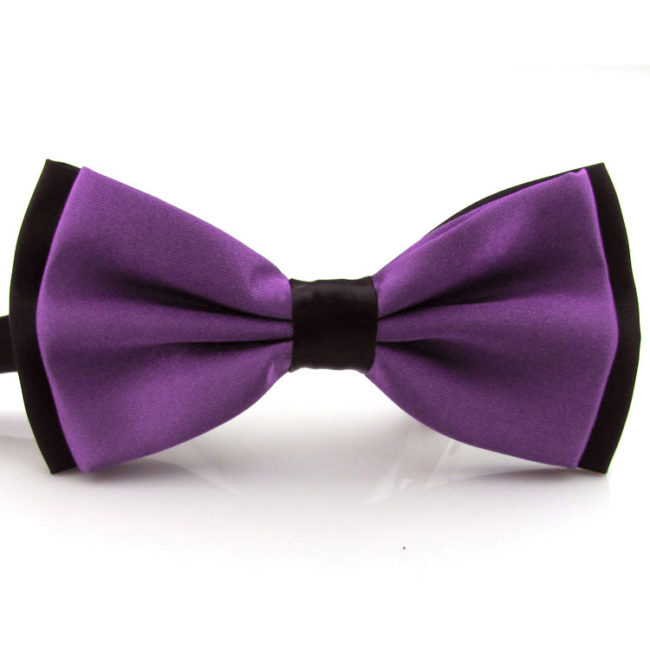 Shlax & Wing Purple Black Solid Mens Pre-tied Ajustable SilkBlend Wedding Dress Fashion SilkBlend Bow Tie