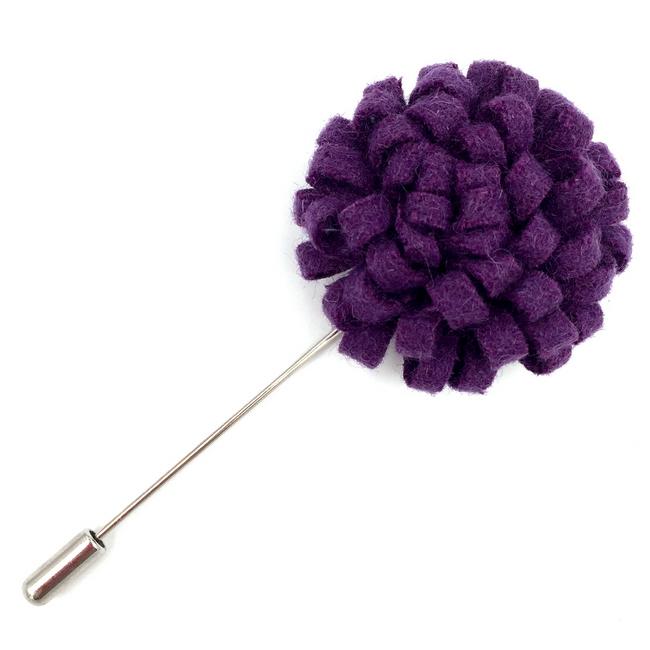 shlax & wing Purple Wool Felt Lapel Flowers Boutonniere Stick Pin Men’s Accessories Handmade Necktie