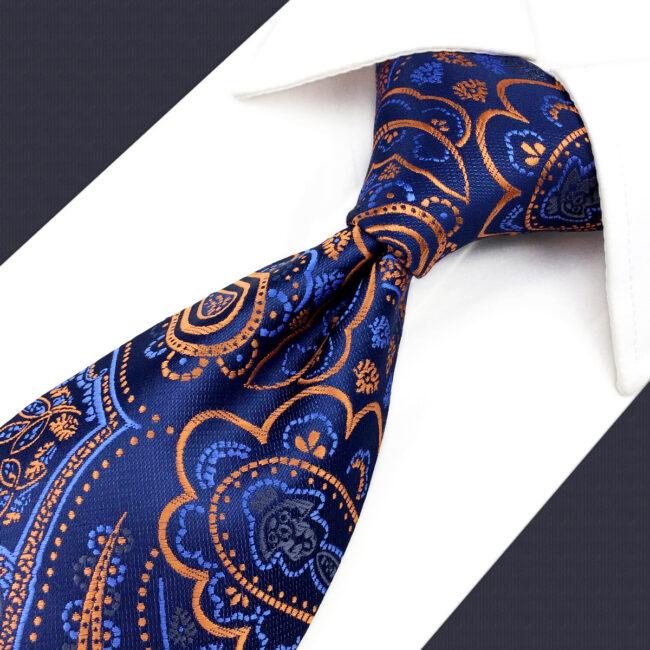 Shlax & Wing Q8 Floral Azure Golden Yellow Royal Blue Mens Necktie Ties Bow Tie 100% Silk Jacquard Woven