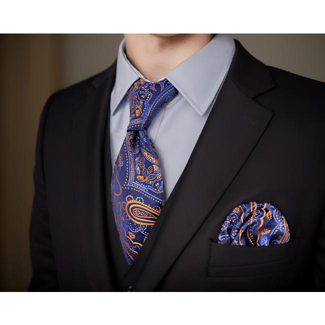 shlax & wing Q8 Floral Azure Golden Yellow Royal Blue Mens Necktie Ties Bow Tie 100% Silk Jacquard Woven