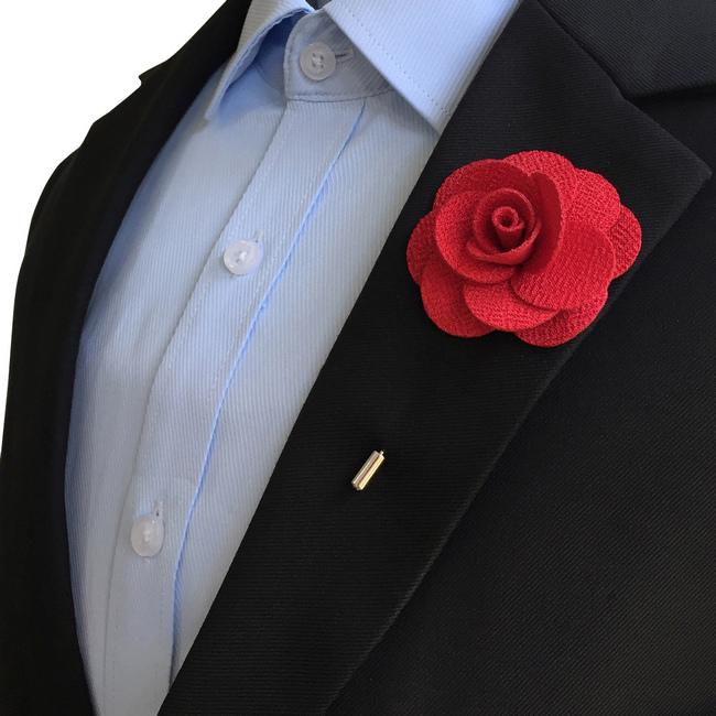 Shlax & Wing Red Cotton Blend Lapel Flowers Boutonniere Stick Pin Men’s Accessories Handmade Necktie