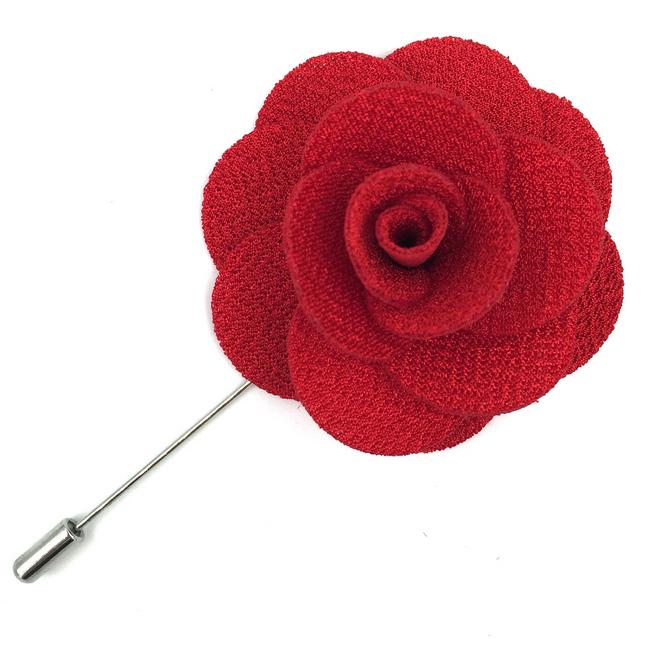shlax & wing Red Cotton Blend Lapel Flowers Boutonniere Stick Pin Men’s Accessories Handmade Necktie