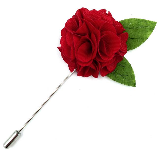 shlax & wing Red Green Leaf Cotton Blend Lapel Flowers Boutonniere Stick Pin Men’s Accessories Handmade Necktie