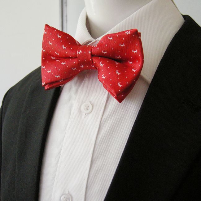 Shlax & Wing Red White Character Mens Bow Tie Pre-tied Silk Blend Ajustable Dress Fashion