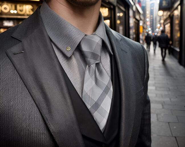 Shlax & Wing S1 Checked Black Dark Gray Plaids Men’s Ties Neckties 100% Silk Jacquard Woven Bow Tie Cufflinks Set