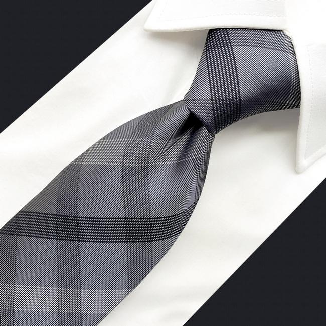 Shlax & Wing S1 Checked Black Dark Gray Plaids Men’s Ties Neckties 100% Silk Jacquard Woven Bow Tie Cufflinks Set