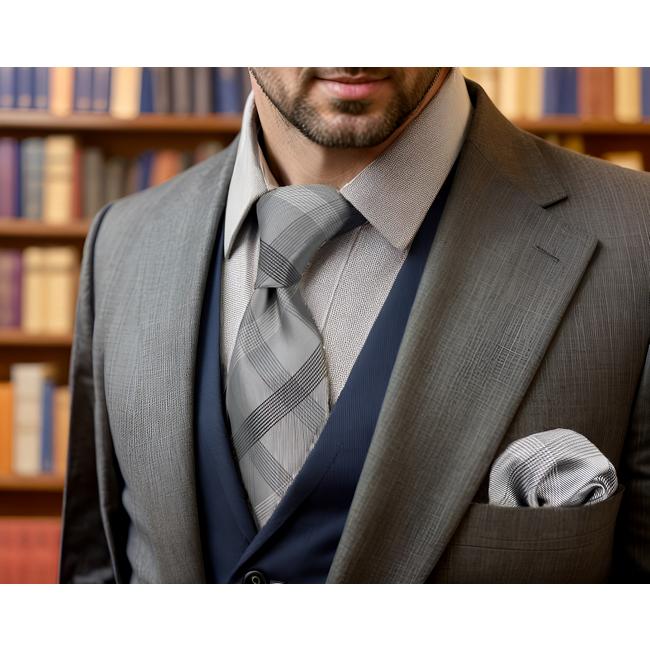 shlax & wing S1 Checked Black Dark Gray Plaids Men’s Ties Neckties 100% Silk Jacquard Woven Bow Tie Cufflinks Set