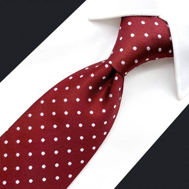 Shlax & Wing S15 Dots Dotty Maroon Red White Mens Neckties Ties 100% Pure Silk Jacquard Woven
