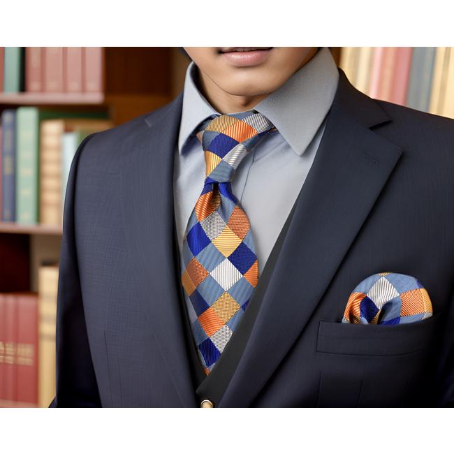 shlax & wing S17 Checked Multicolor Mens Ties Neckties 100% Silk Jacquard Woven Gift For Men