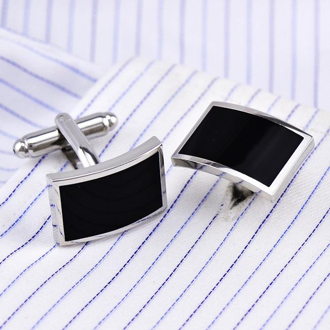 Shlax & Wing Silver Black Men’s Cufflinks Cuff Links For Tuxedo 70