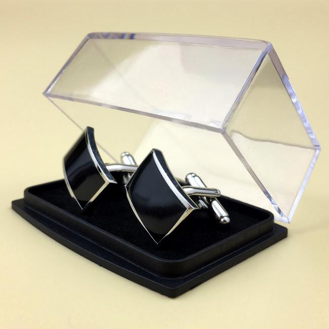 Shlax & Wing Silver Black Men’s Cufflinks Cuff Links For Tuxedo 70
