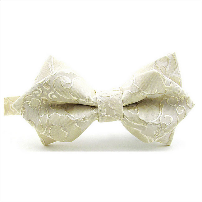 Shlax & Wing Solid White Paisley Mens Bow Tie Pre-tied Dress Wedding Blend Ajustable SilkBlend Wedding