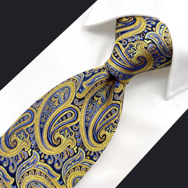 Shlax & Wing U13 Paisley Orange Blue Navy Mens Necktie Ties 100% Silk Jacquard Woven