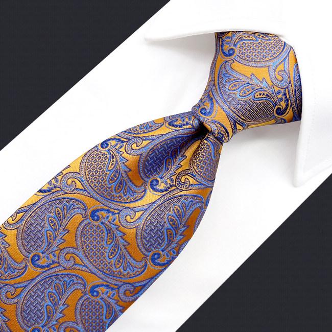 Shlax & Wing U26 Paisley Wedding Gold Blue Mens Necktie Ties 100% Silk Jacquard Woven