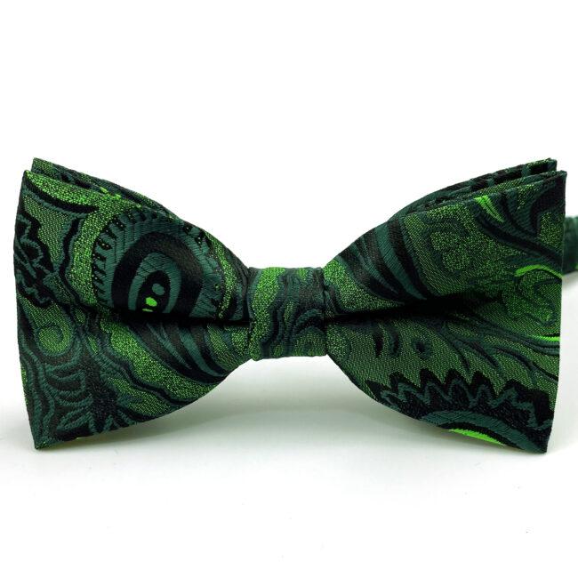 shlax & wing U30 Paisley Dark Green Mens Bow Tie Hanky Cufflinks Set Jacquard Woven