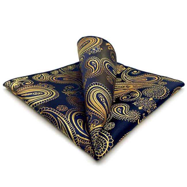 shlax & wing UH10 Paisley Multi-color Gold Blue Navy Pocket Square Mens Neckties Jacquard Woven