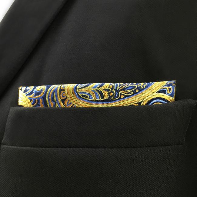 Shlax & Wing UH13 Paisley Blue Yellow Pink Pocket Square Mens Neckties Jacquard Woven Hanky