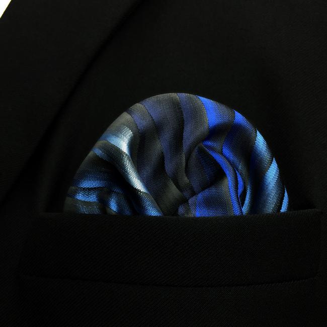 Shlax & Wing UH23 Blue Ripple Fashion Classic Handkerchief Silk Dress Hanky Mens Pocket Square