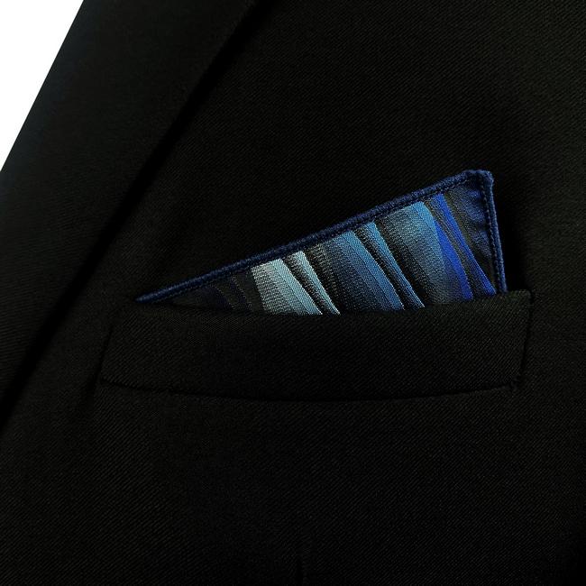 Shlax & Wing UH23 Blue Ripple Fashion Classic Handkerchief Silk Dress Hanky Mens Pocket Square