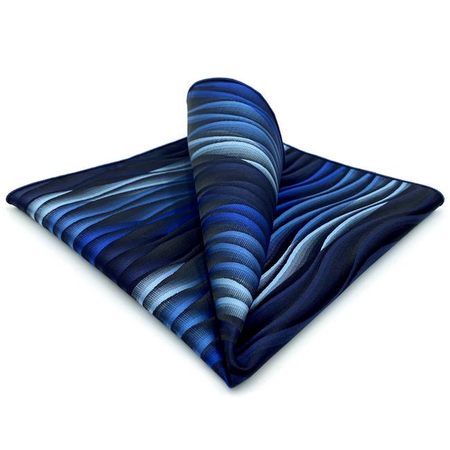 shlax & wing UH23 Blue Ripple Fashion Classic Handkerchief Silk Dress Hanky Mens Pocket Square