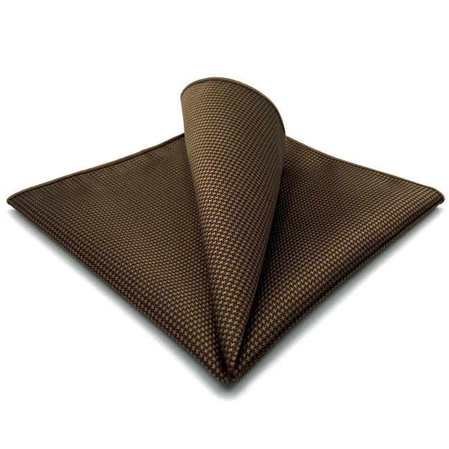 shlax & wing UH27 Khaki Houndstooth Mens Pocket Square Fashion Classic Handkerchief Silk Dress Hanky
